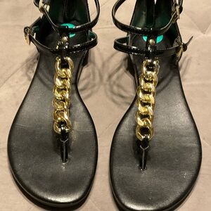 Guess Black Sandals with Gold Chain Detail